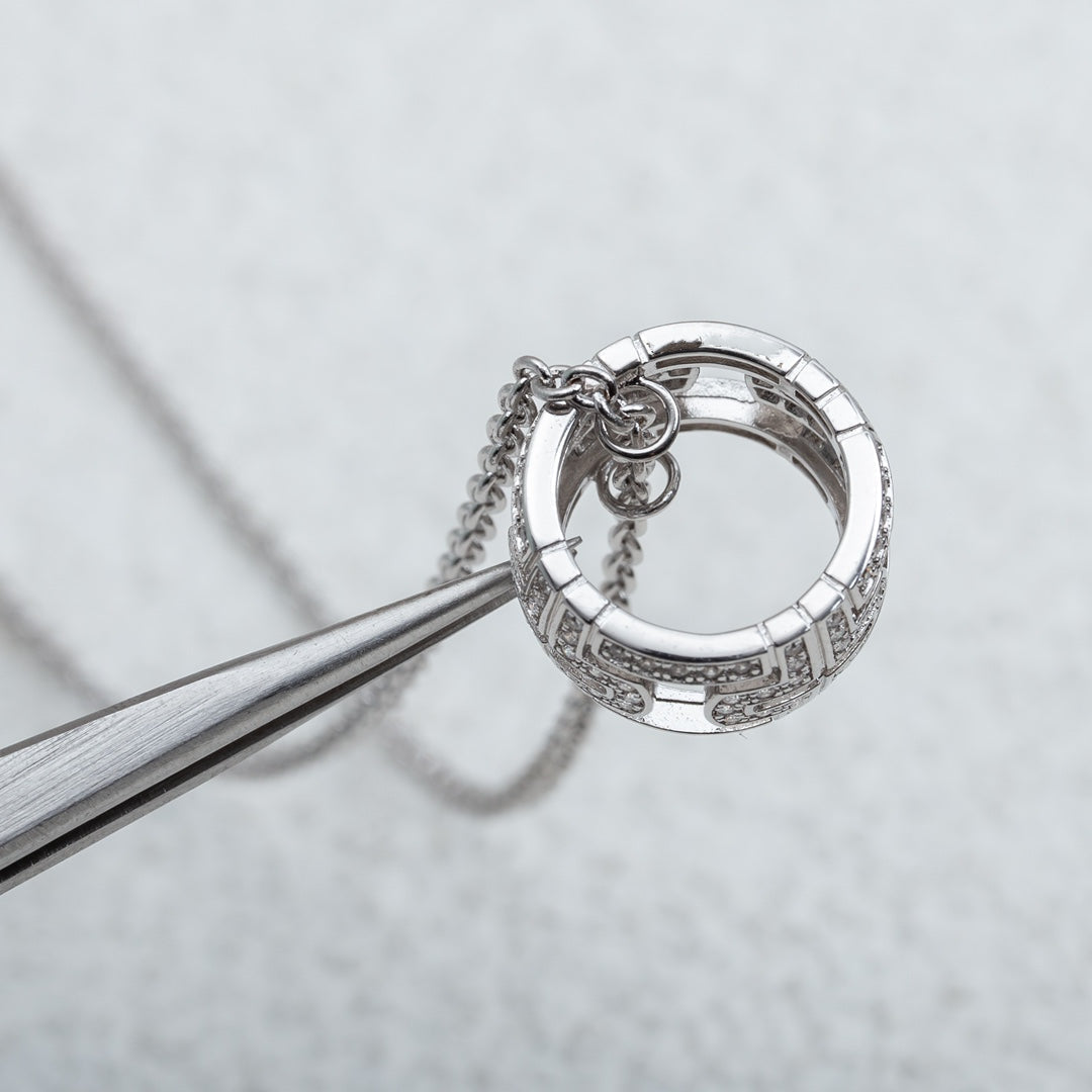 [Regalia Jewelry]PARENTESI NECKLACE SILVER DIAMOND