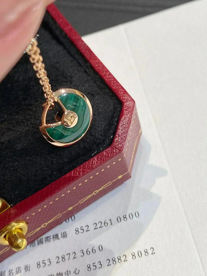 [Regalia Jewelry]AMULETTE ROSE GOLD MALACHITE NECKLACE