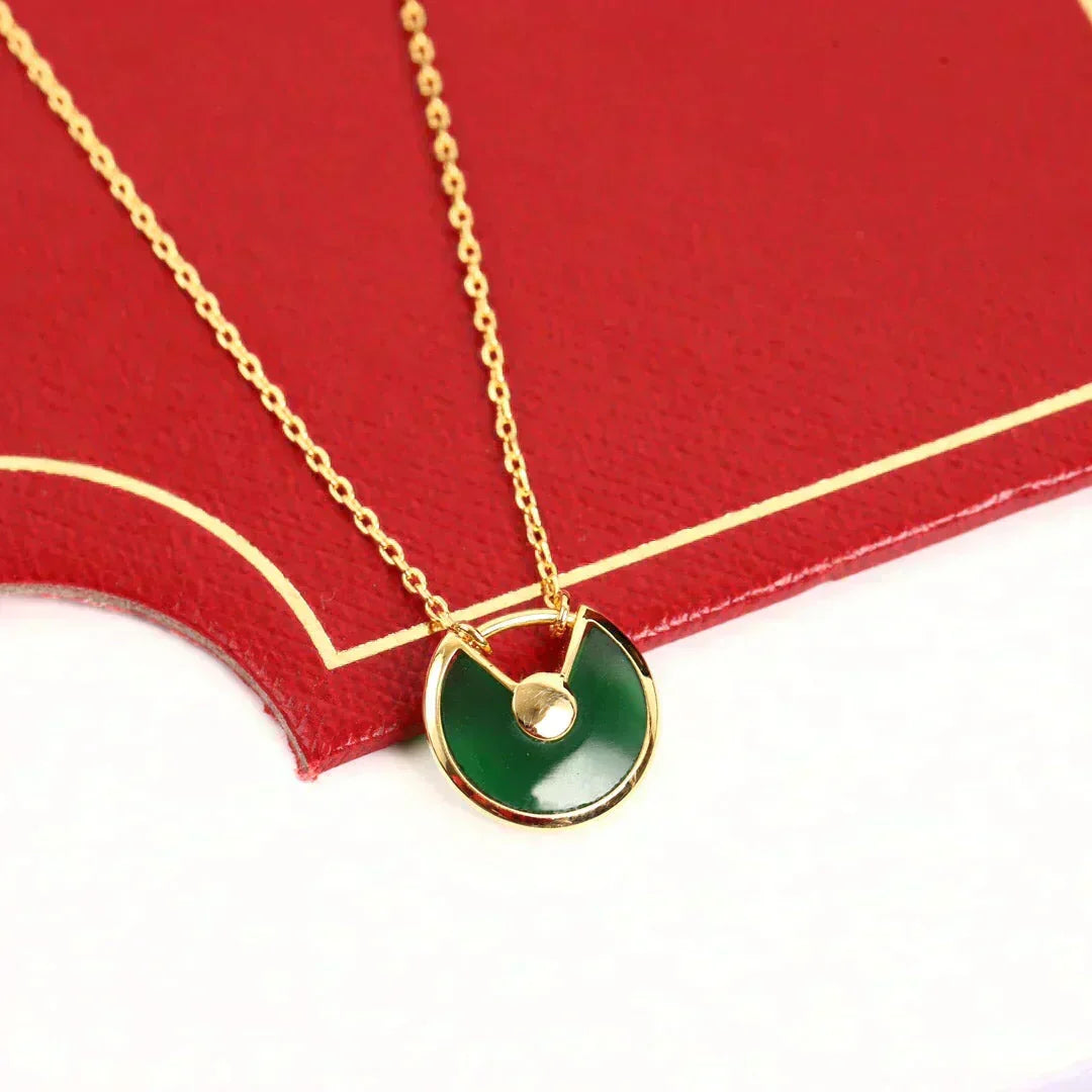 [Regalia Jewelry]AMULETTE GOLD MALACHITE NECKLACE