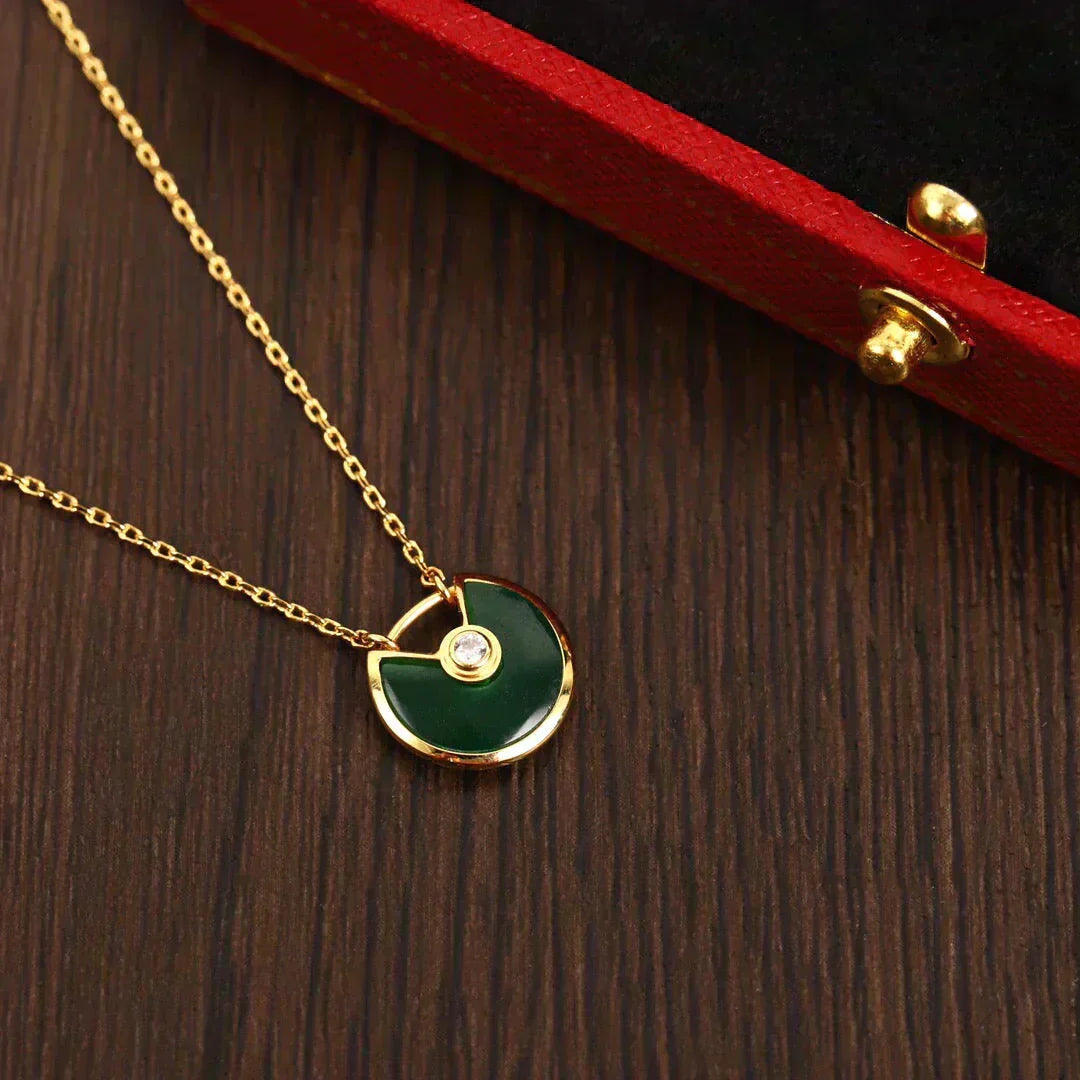 [Regalia Jewelry]AMULETTE GOLD MALACHITE NECKLACE