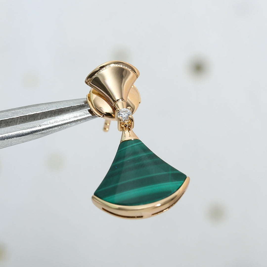 [Regalia Jewelry]DREAM MALACHITE PINK GOLD EARRINGS