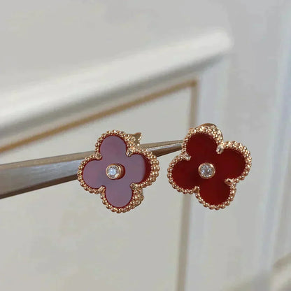 [Regalia Jewelry]CLOVER MEDIUM 1 MOTIFS CARNELIAN  DIAMOND earrings