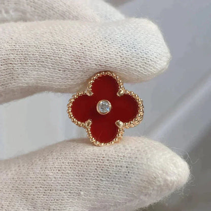 [Regalia Jewelry]CLOVER MEDIUM 1 MOTIFS CARNELIAN  DIAMOND earrings
