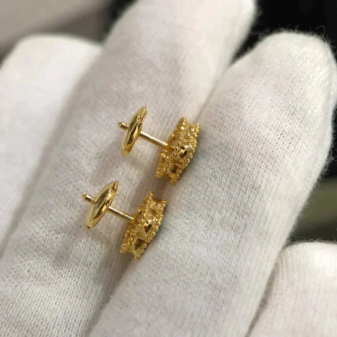 [Regalia Jewelry]CLOVER MINI 9.5MM MALACHITE  EARRINGS