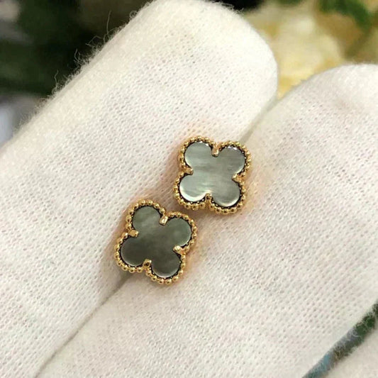 [Regalia Jewelry]CLOVER MINI 9.5MM GRAY MOP EARRINGS