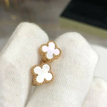 [Regalia Jewelry]CLOVER MINI 9.5MM WHITE MOP EARRINGS