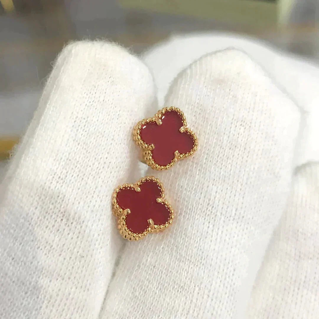 [Regalia Jewelry]CLOVER MINI 9.5MM CARNELIAN EARRINGS