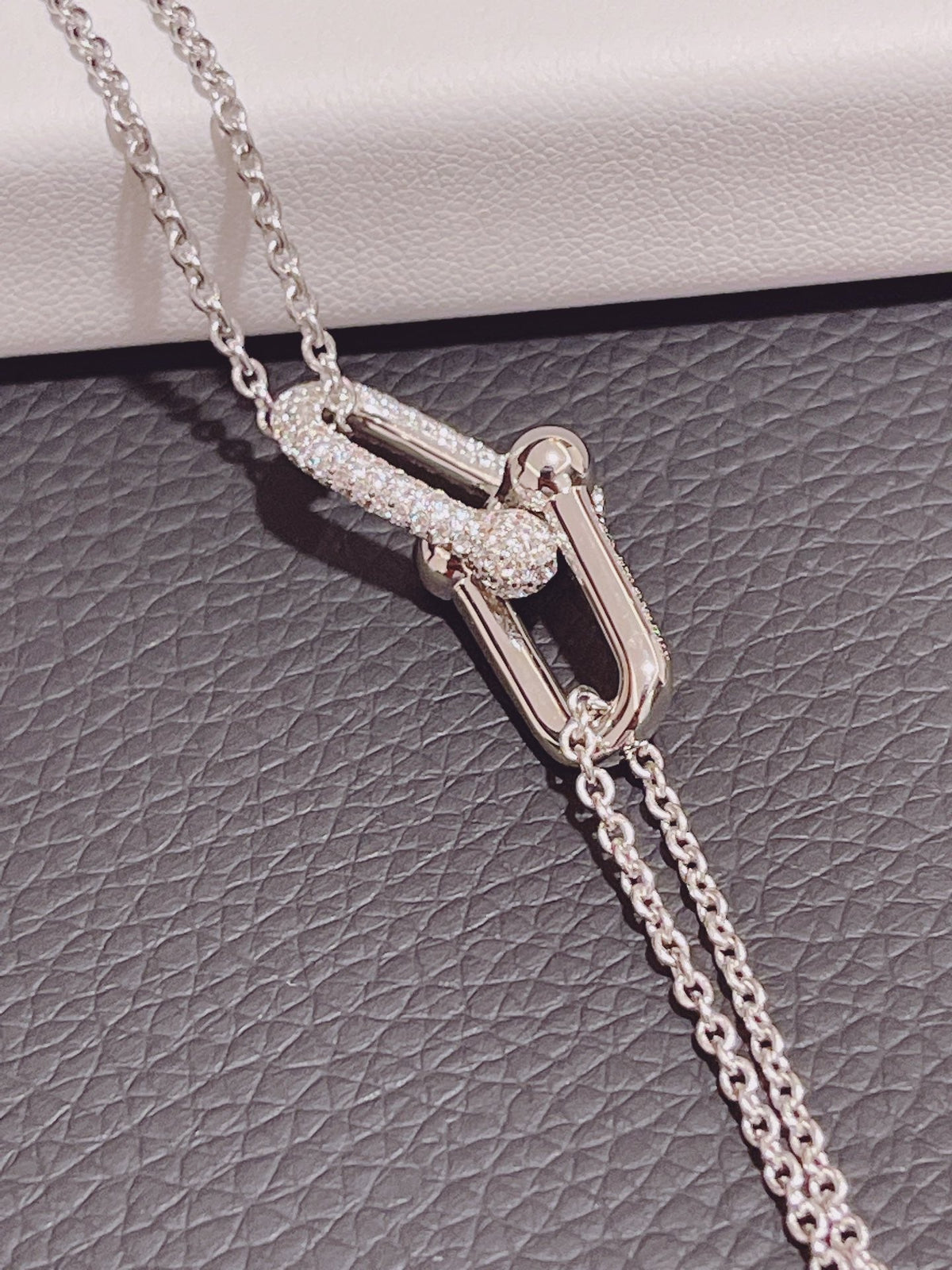 [Regalia Jewels]HARDWEAR DOUBLE LINK PEDANT SILVER DIAMOND NECKLACE