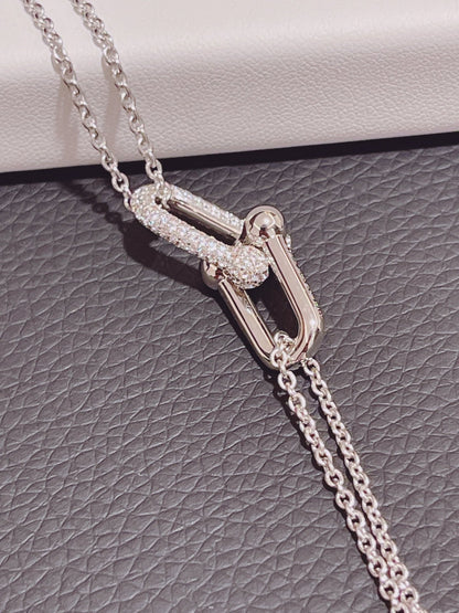 [Regalia Jewels]HARDWEAR DOUBLE LINK PEDANT SILVER DIAMOND NECKLACE