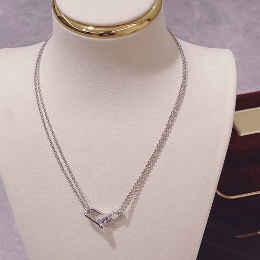 [Regalia Jewels]HARDWEAR DOUBLE LINK PEDANT SILVER DIAMOND NECKLACE
