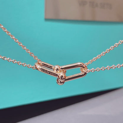 [Regalia Jewels]HARDWEAR DOUBLE LINK PEDANT PINK GOLD NECKLACE