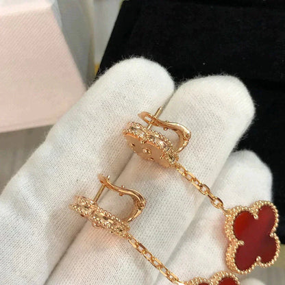 [Regalia Jewelry]CLOVER 2 MOTIF  LASER CARNELIAN EARRINGS