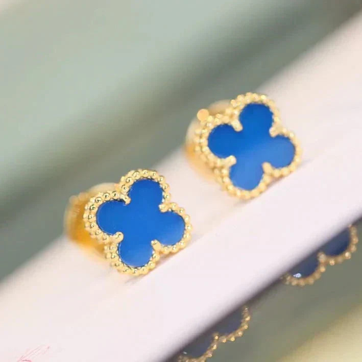 [Regalia Jewelry]CLOVER MINI 9.5MM TURQUOISE EARRINGS