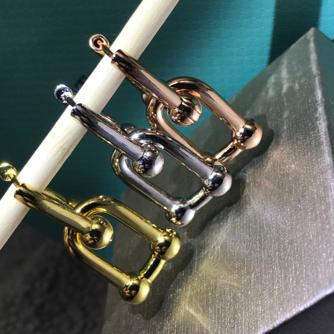[Regalia Jewels]HARDWARE DROP EARRINGS DOUBLE LINK