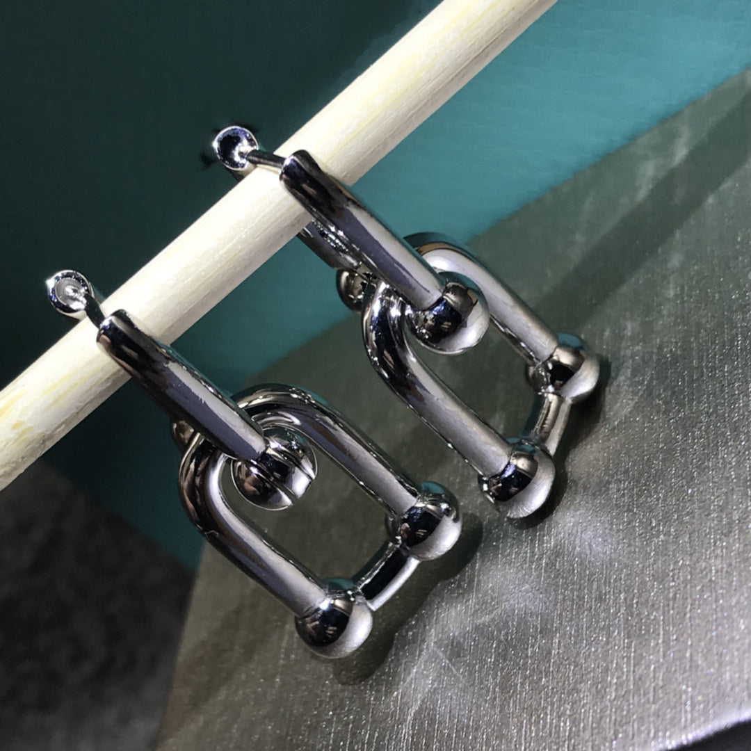 [Regalia Jewels]HARDWARE DROP EARRINGS DOUBLE LINK