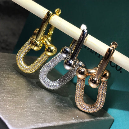 [Regalia Jewels]HARDWARE DROP EARRINGS DOUBLE LINK DIAMOND