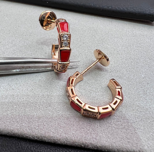 [Regalia Jewelry]SERPENTI CARNELIAN PINK GOLD EARRINGS