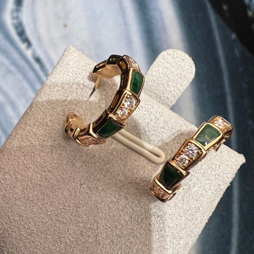 [Regalia Jewelry]SERPENTI MALACHITE PINK GOLD EARRINGS