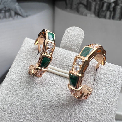[Regalia Jewelry]SERPENTI MALACHITE PINK GOLD EARRINGS