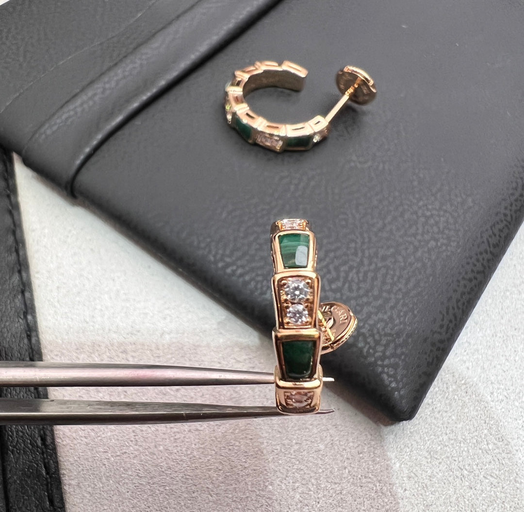 [Regalia Jewelry]SERPENTI MALACHITE PINK GOLD EARRINGS