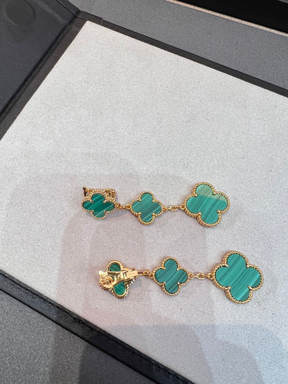 [Regalia Jewelry]CLOVER MALACHITE 3 MOTIFS GOLD