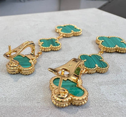 [Regalia Jewelry]CLOVER MALACHITE 3 MOTIFS GOLD