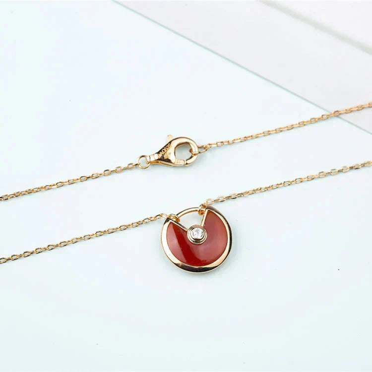 [Regalia Jewelry]AMULETTE GOLD CARNELIAN ONYX NECKLACE