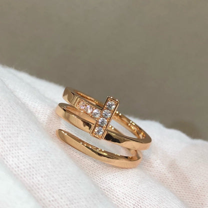 [Regalia Jewels]T WIRE DOUBLE ROWS RING PINK GOLD