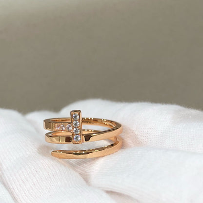 [Regalia Jewels]T WIRE DOUBLE ROWS RING PINK GOLD