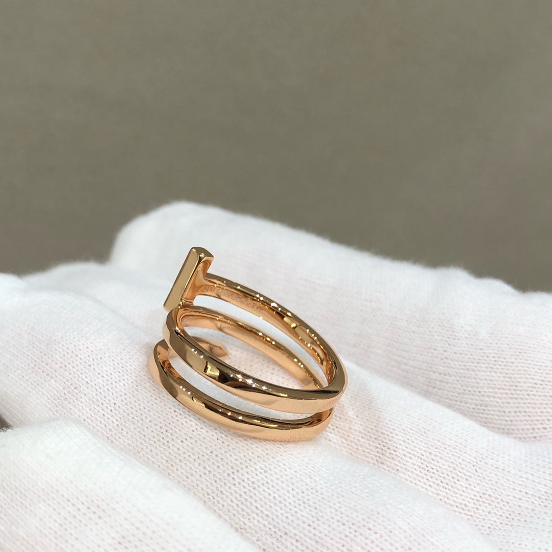 [Regalia Jewels]T WIRE DOUBLE ROWS RING PINK GOLD