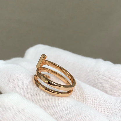 [Regalia Jewels]T WIRE DOUBLE ROWS RING PINK GOLD