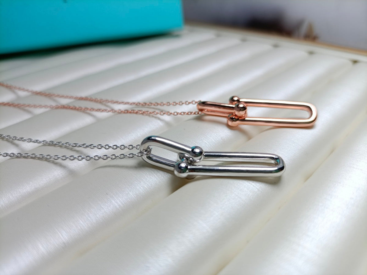 [Regalia Jewels]HARDWEAR DROP DOUBLE LINK PEDANT NECKLACE
