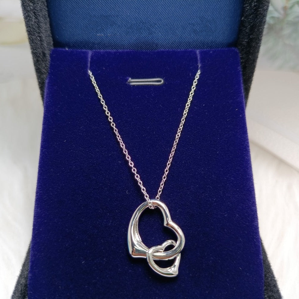 [Regalia Jewels]DOUBLE HEART SILVER NECKLACE