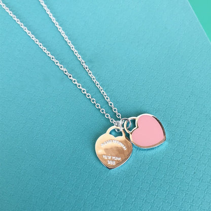 [Regalia Jewels]DOUBLE HEART PEDANT SILVER NECKLACE