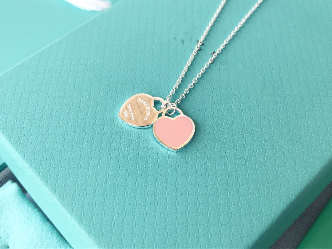 [Regalia Jewels]DOUBLE HEART PEDANT SILVER NECKLACE