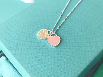 [Regalia Jewels]DOUBLE HEART PEDANT SILVER NECKLACE