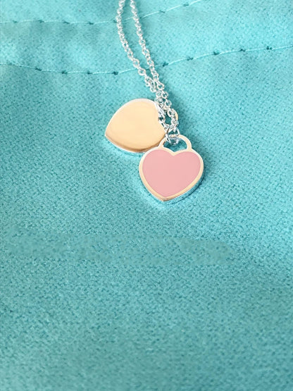 [Regalia Jewels]DOUBLE HEART PEDANT SILVER NECKLACE
