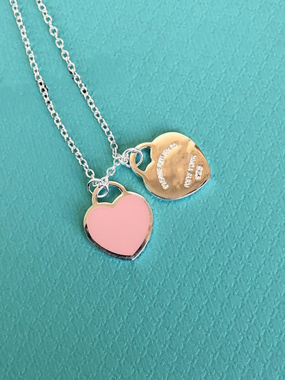 [Regalia Jewels]DOUBLE HEART PEDANT SILVER NECKLACE
