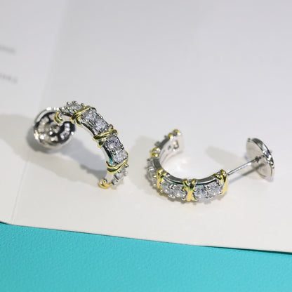 [Regalia Jewels]TWENTY STONE HOOP GOLD EARRINGS