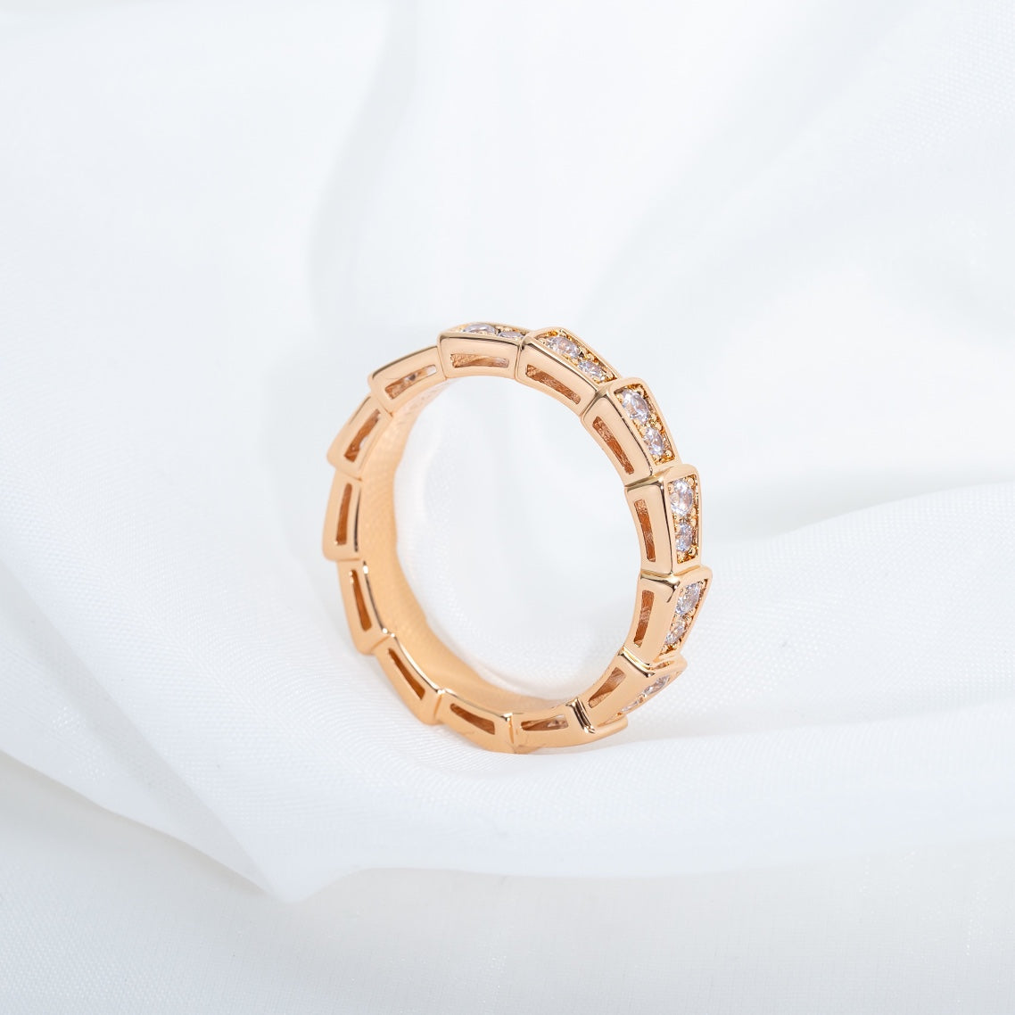 [Regalia Jewelry]SERPENTI RING PINK GOLD DIAMOND PAVED 3MM