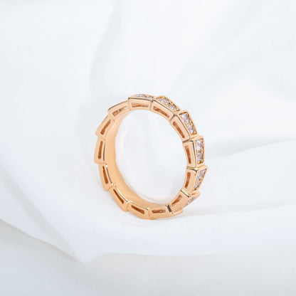 [Regalia Jewelry]SERPENTI RING PINK GOLD DIAMOND PAVED 3MM