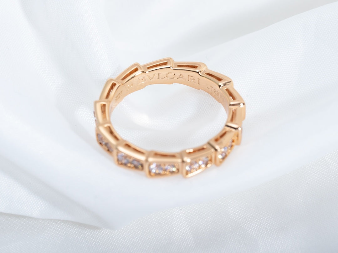 [Regalia Jewelry]SERPENTI RING PINK GOLD DIAMOND PAVED 3MM