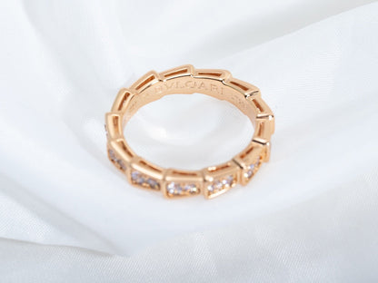 [Regalia Jewelry]SERPENTI RING PINK GOLD DIAMOND PAVED 3MM