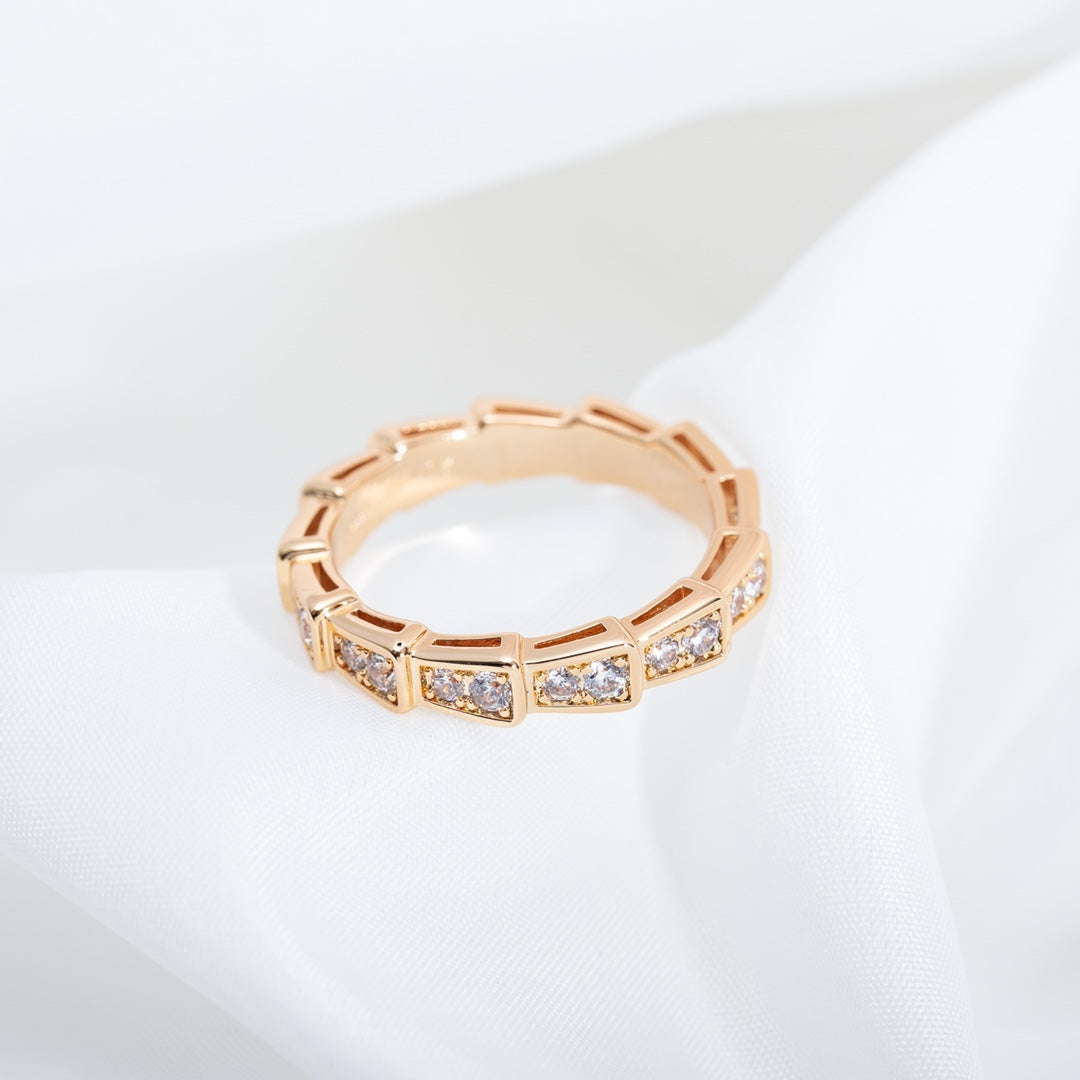 [Regalia Jewelry]SERPENTI RING PINK GOLD DIAMOND PAVED 3MM