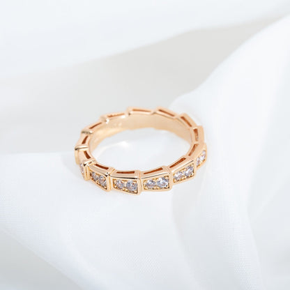 [Regalia Jewelry]SERPENTI RING PINK GOLD DIAMOND PAVED 3MM