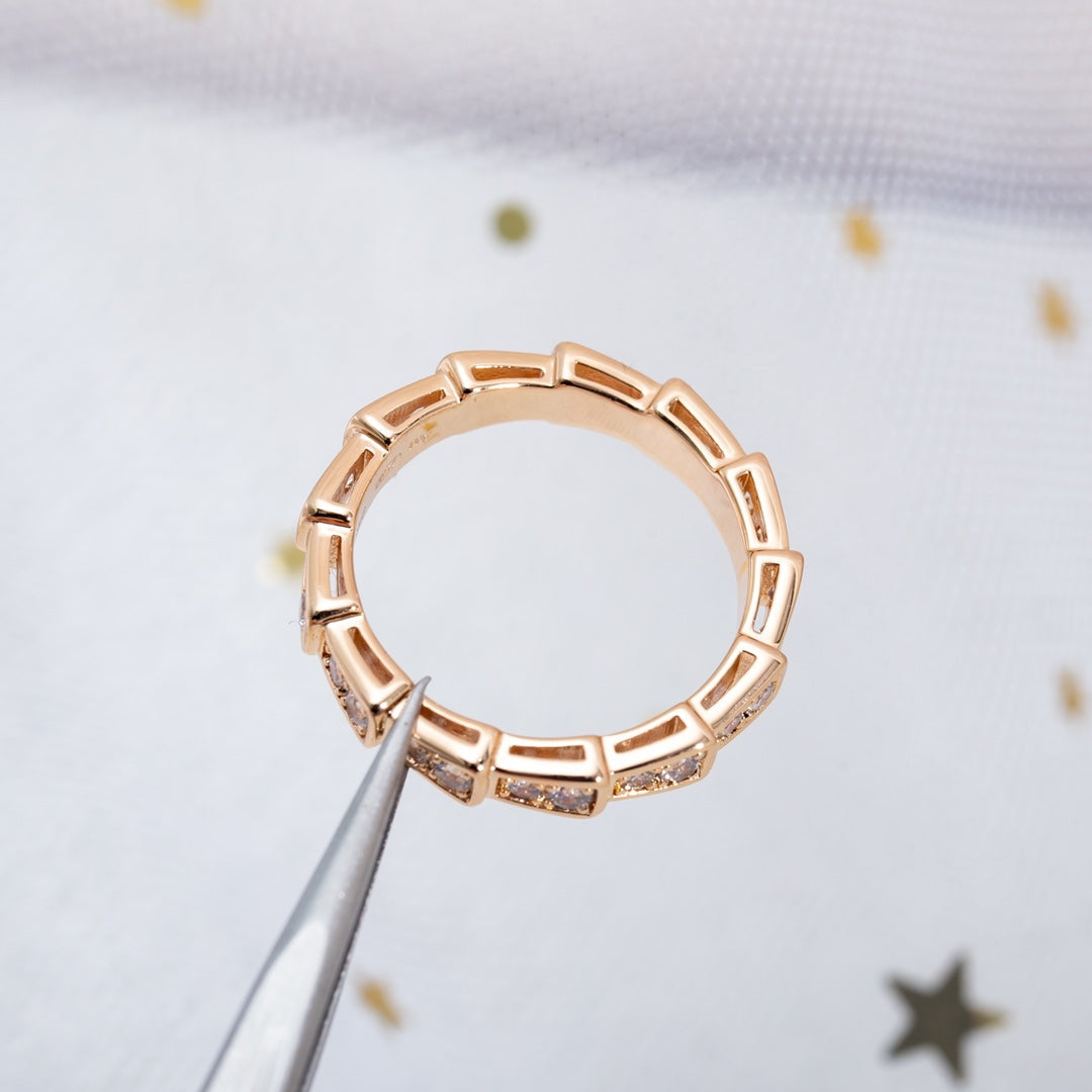 [Regalia Jewelry]SERPENTI RING PINK GOLD DIAMOND PAVED 3MM