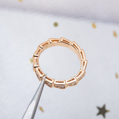 [Regalia Jewelry]SERPENTI RING PINK GOLD DIAMOND PAVED 3MM