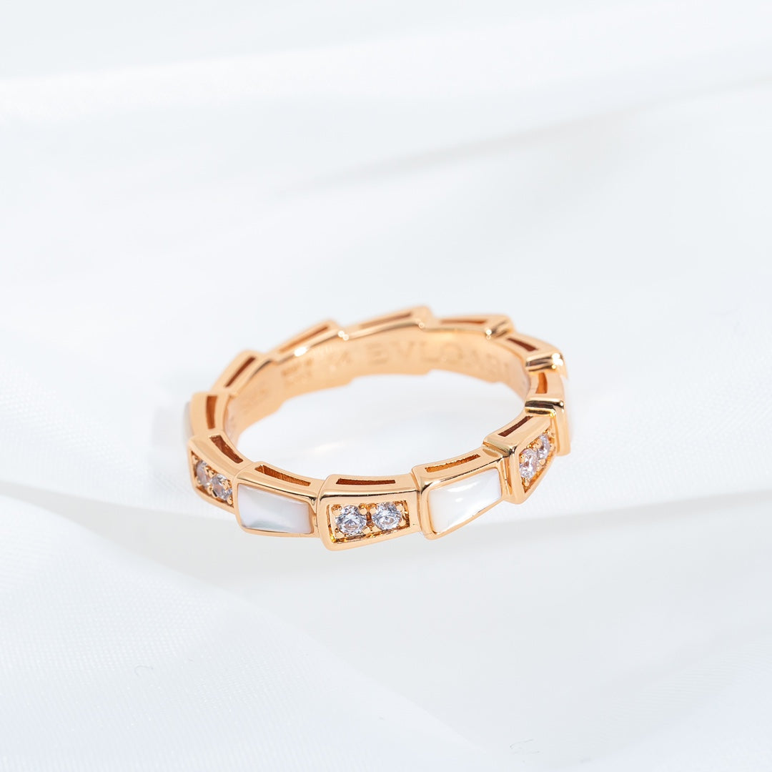 [Regalia Jewelry]SERPENTI RING PINK GOLD DIAMOND MOP 3MM