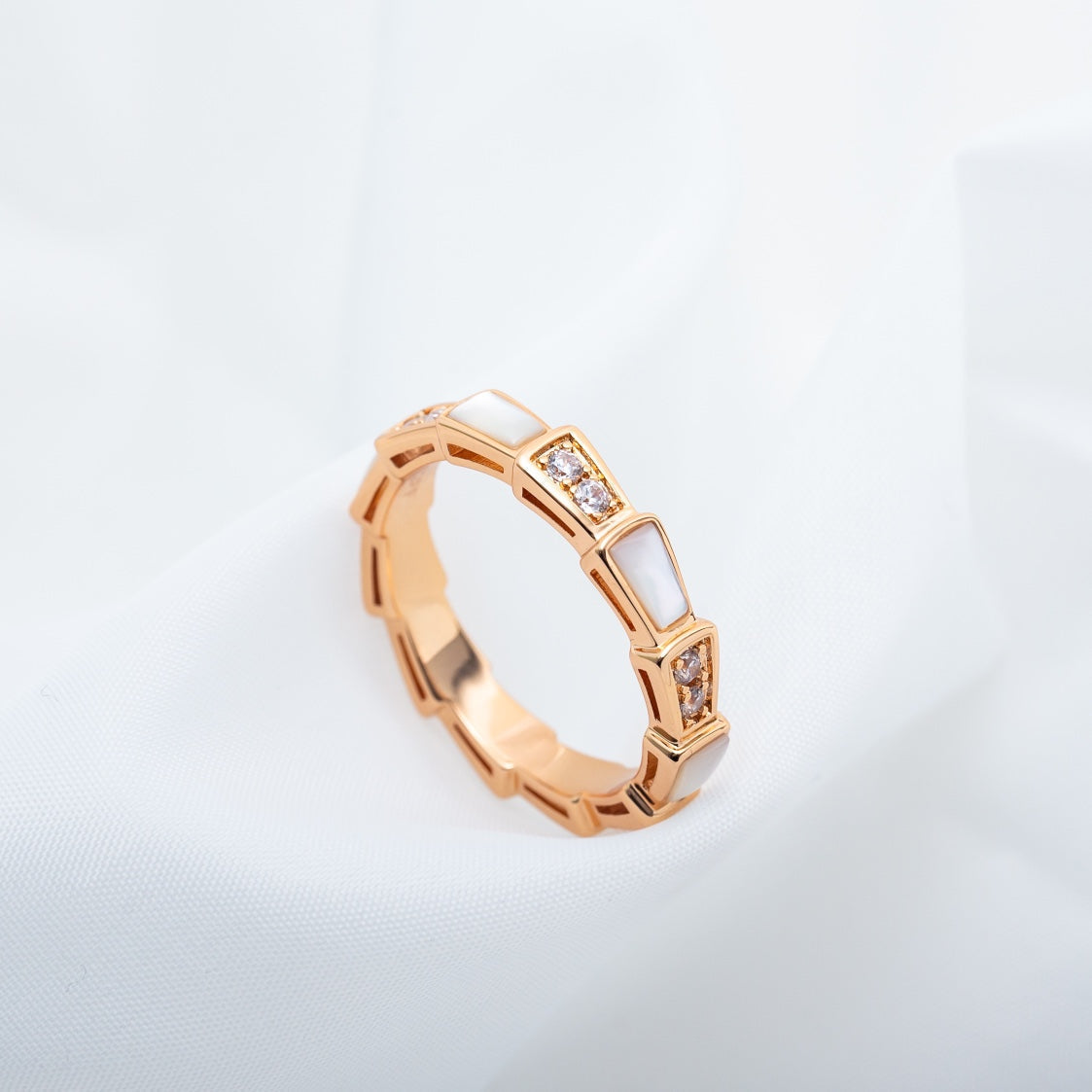 [Regalia Jewelry]SERPENTI RING PINK GOLD DIAMOND MOP 3MM