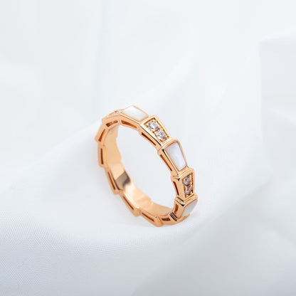 [Regalia Jewelry]SERPENTI RING PINK GOLD DIAMOND MOP 3MM